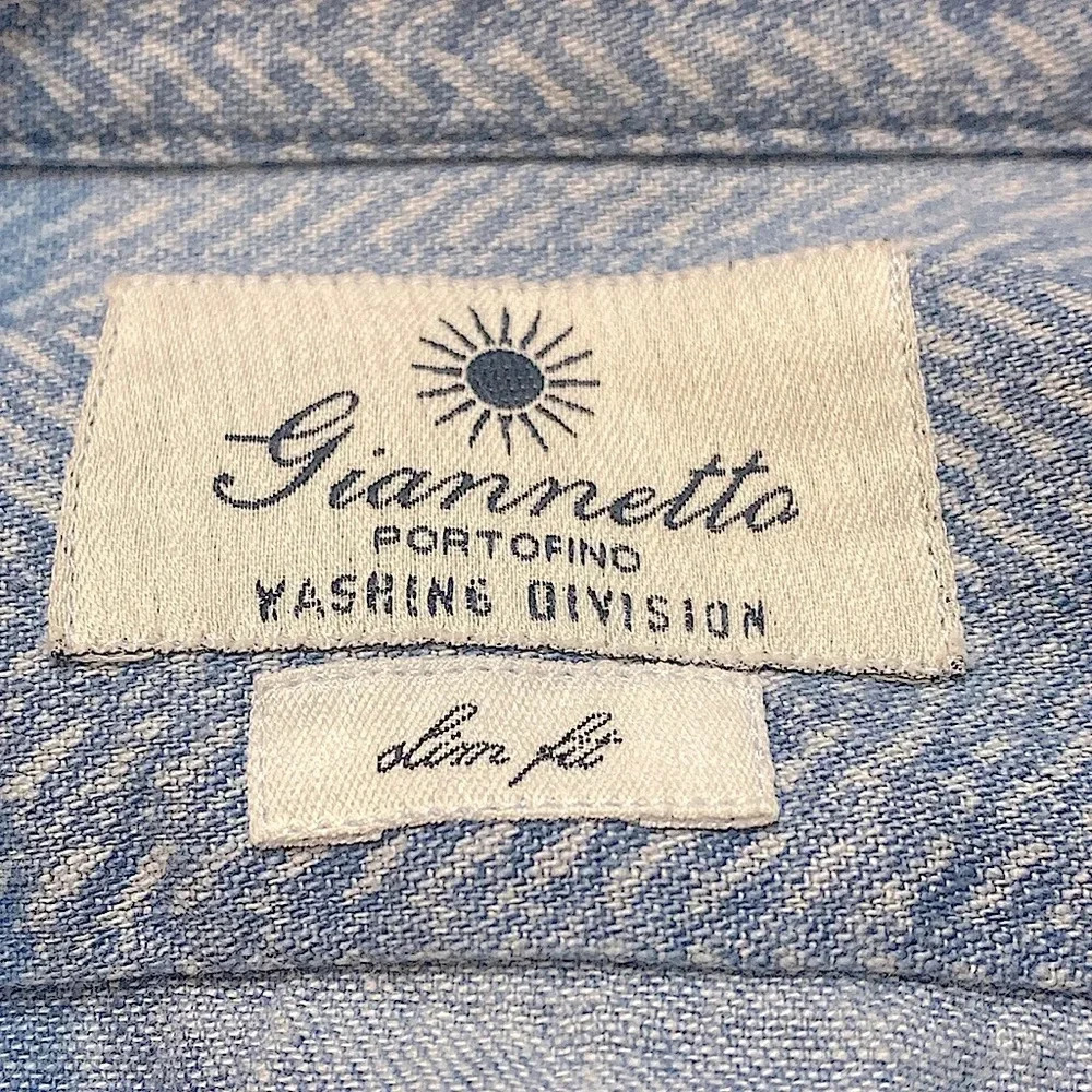 Giannetto Portofino Made in Italy Chambray Cotton Button Down Shirt - Picture 3 of 11